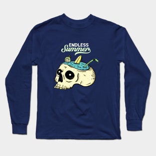 Endless Summer Head of Skull Ocean Illustration Long Sleeve T-Shirt